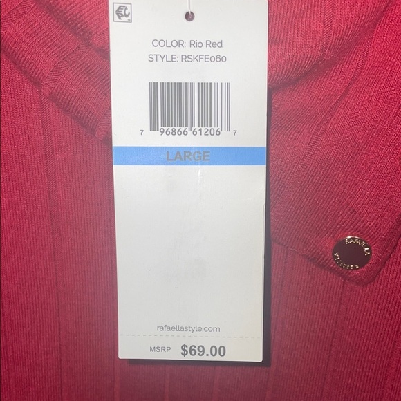 Rafaella Red Ribbed Long Sleeve Blouse - Picture 4 of 6